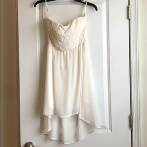 NWT Ivory strapless high-low dress